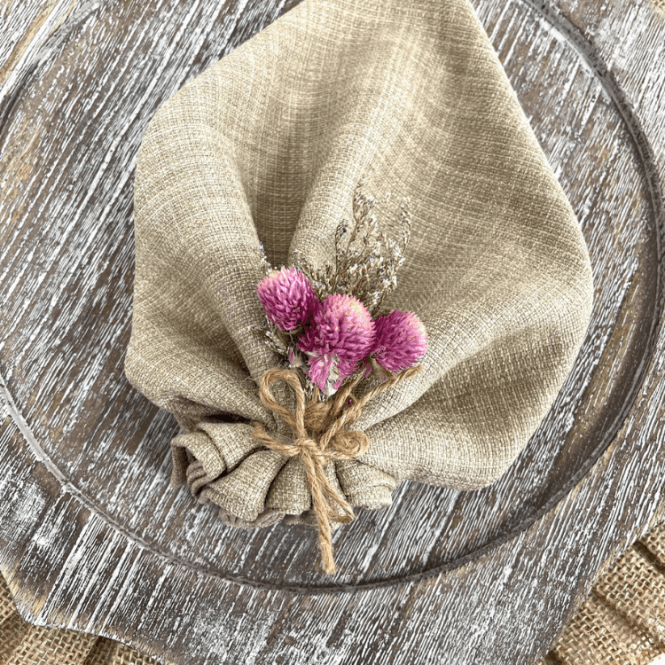 Dried Flower Napkin Tie 6 Pack Fuschia 03