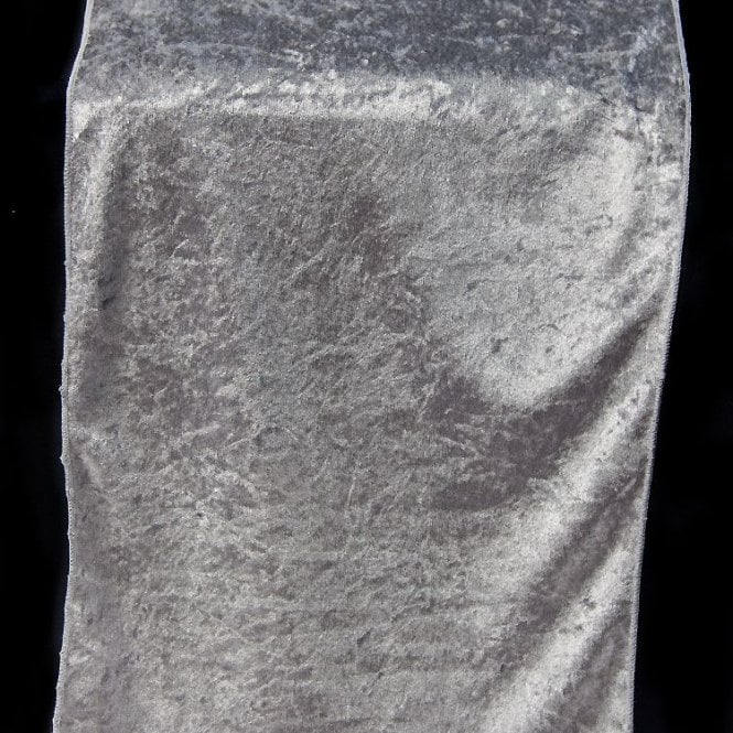 Crushed Velvet Table Runners Dark Silver 35cm X 275cm
