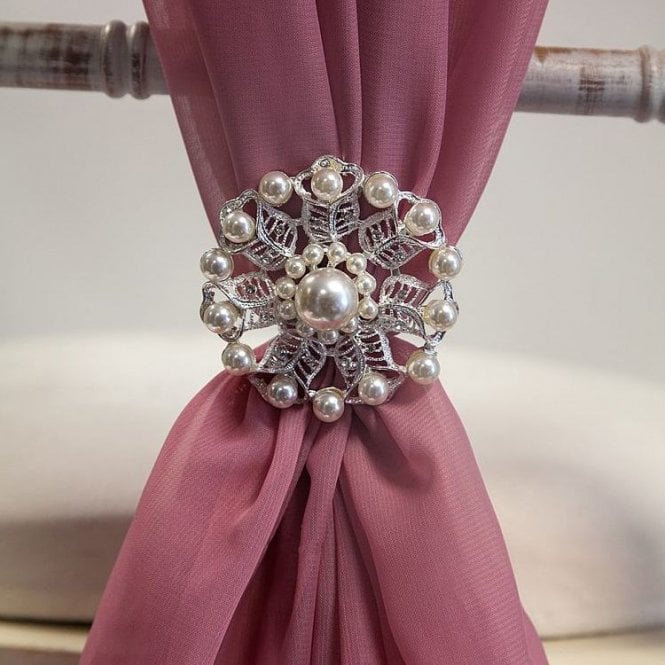 Silver Pearl Flower Brooch Tx3341 6 Pack