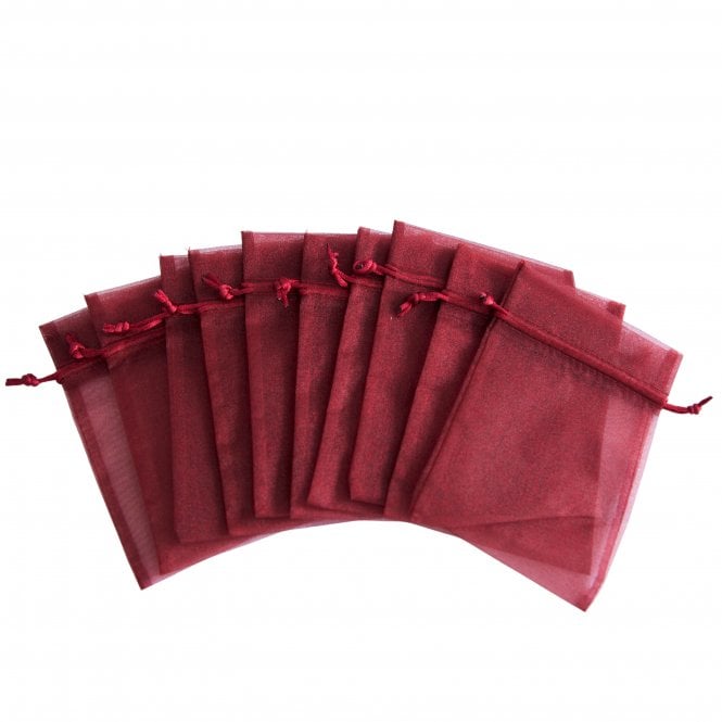  Organza Favour Bags Burgundy Pack of 10