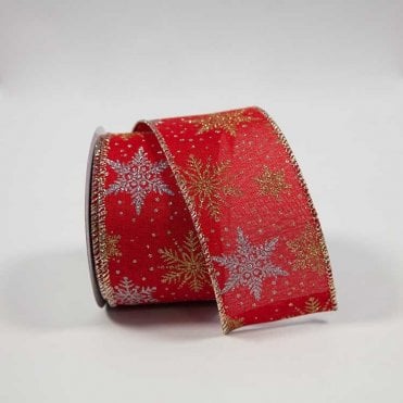 Eleganza Wired Edge Christmas Snowflake Red