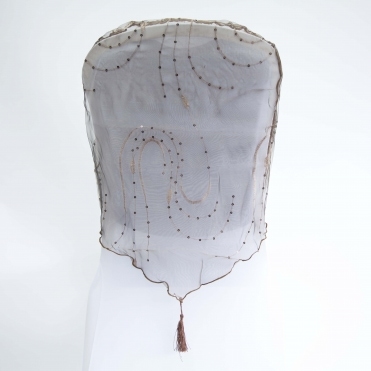 Embroidered Chair Cap with Tassel Chocolate Sequin - Pack of 100