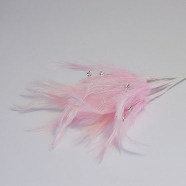 Feathers With Diamantes Pink
