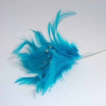 Feathers With Diamantes Turquoise