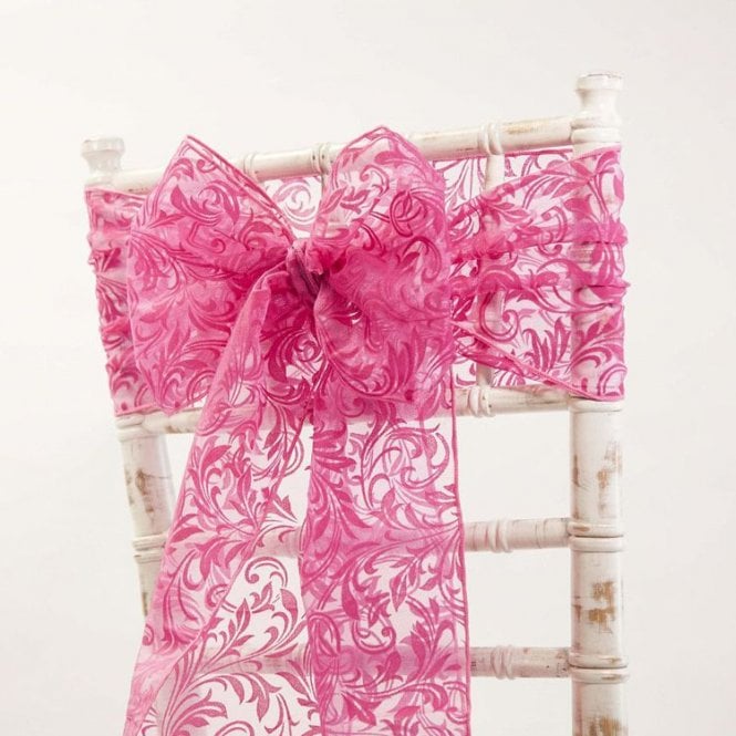 Flock Organza Sash Hot Pink - Pack of 100