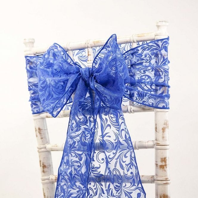 Flock Organza Sash Royal Blue