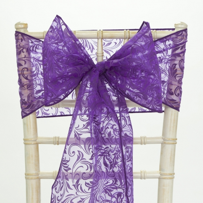 Flock Organza Sash Ultra Purple