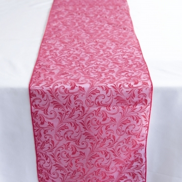 Flock Organza Table Runners Hot Pink - Pack of 10