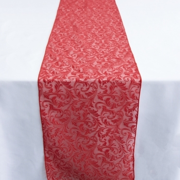 Flock Organza Table Runners Red - Pack of 10