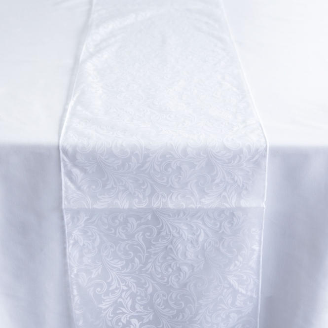 Flock Organza Table Runners White - Pack of 10
