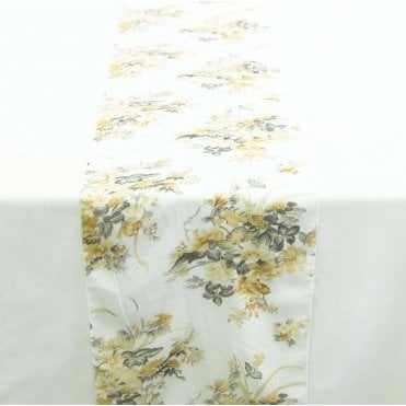 Floral Chiffon Table Runner Gold