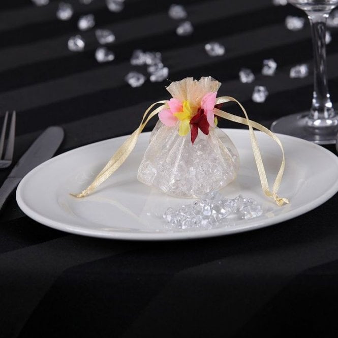 Floral Organza Favour Bags Ivory