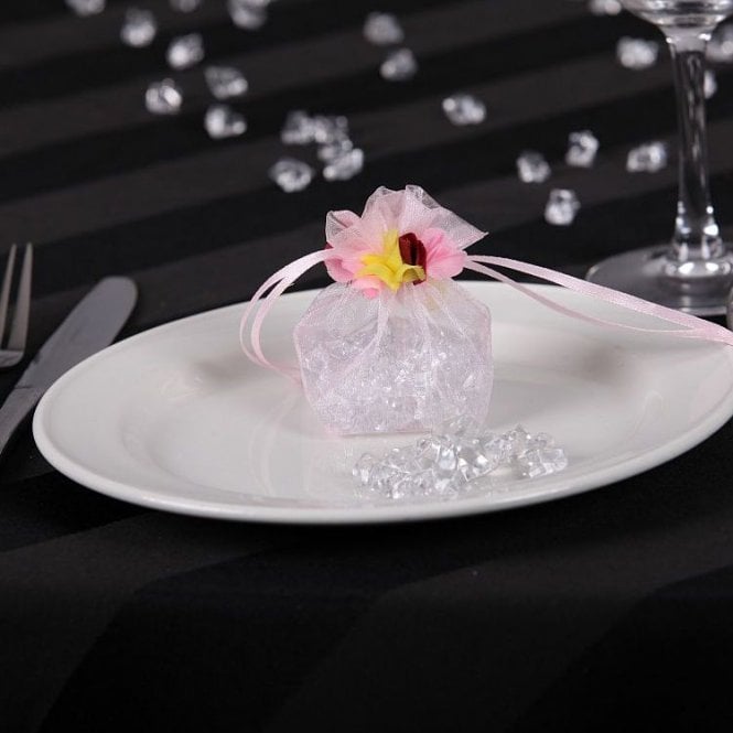 Floral Organza Favour Bags Pink