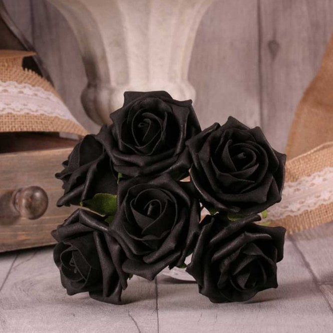 Foam Rose Bunch 7cm Black