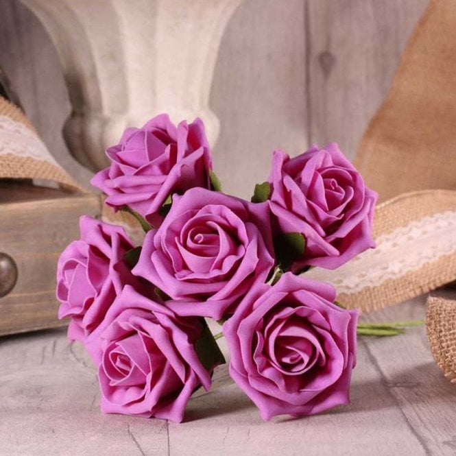 Foam Rose Bunch 7cm Cerise