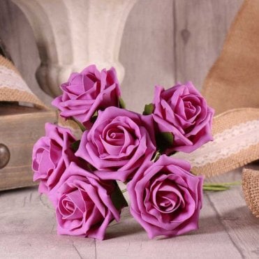 Foam Rose Bunch 7cm Cerise