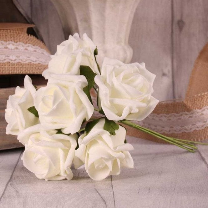 Foam Rose Bunch 7cm Ivory