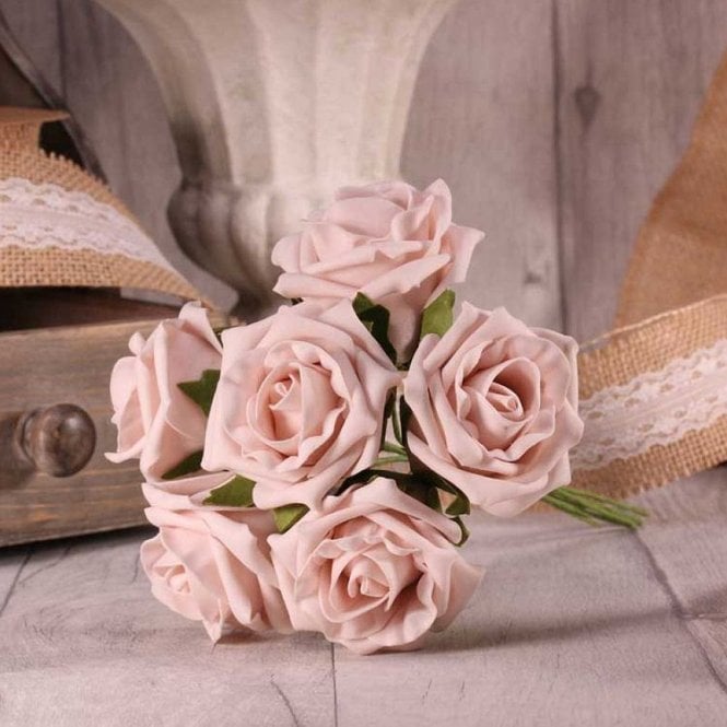 Foam Rose Bunch 7cm Light Pink