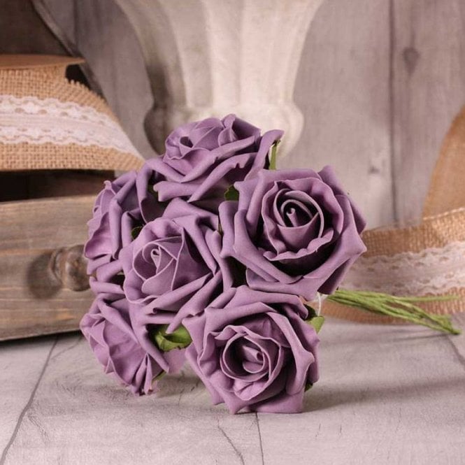 Foam Rose Bunch 7cm Mauve