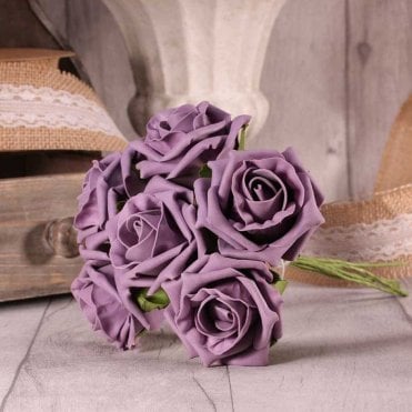 Foam Rose Bunch 7cm Mauve