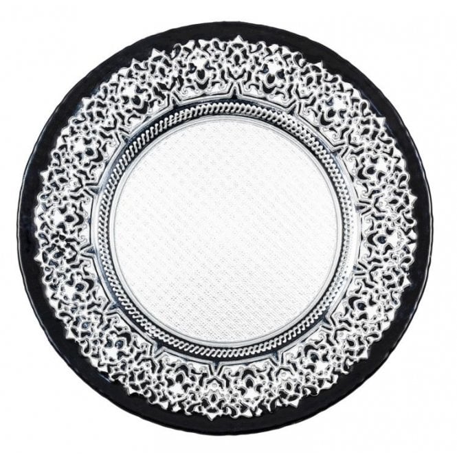 Glass Charger Plate Black/Silver GP-0158