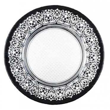 Glass Charger Plate Black/Silver GP-0158