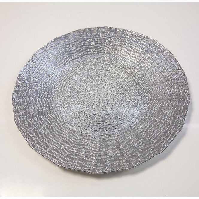 Glass Charger Plate Daisy Dot Silver GP-0291