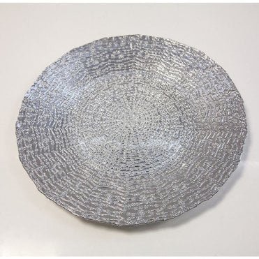 Glass Charger Plate Daisy Dot Silver GP-0291