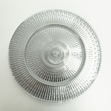  Glass Charger Plate Floral Burst Silver GP-0280