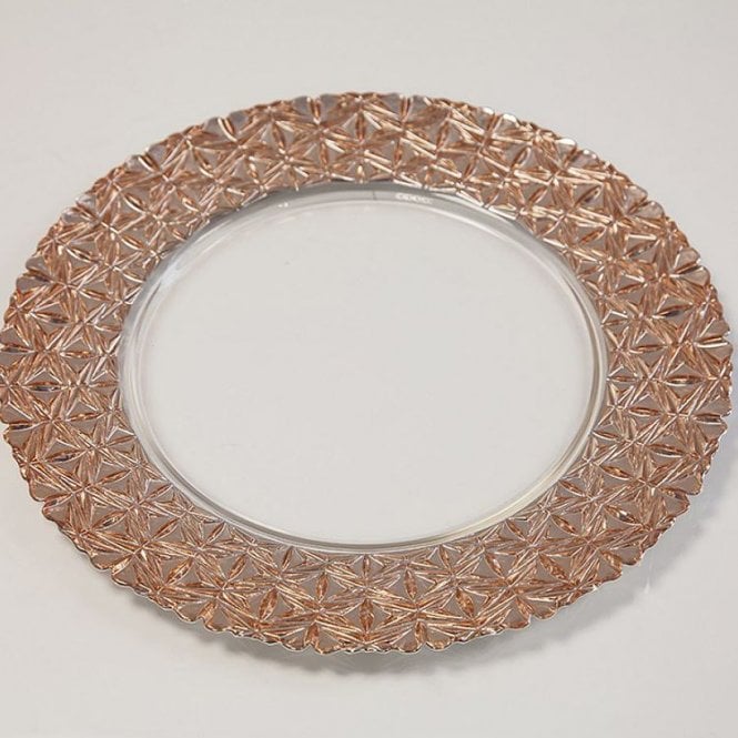 Glass Charger Plate Geometric Rose Gold GP-0281