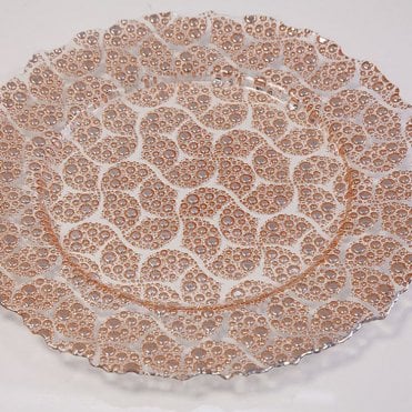 Glass Charger Plate Paisley Bubble Copper GP-0284