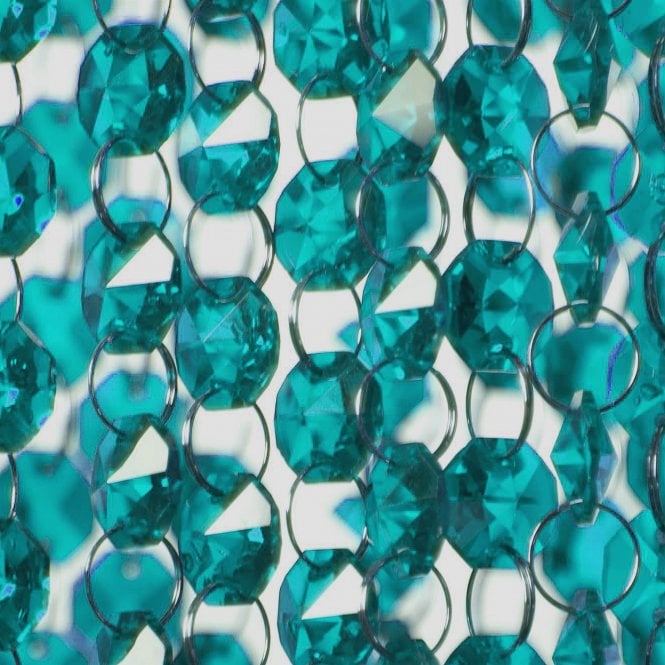 Glass Crystal Garland Strand Teal 14mm