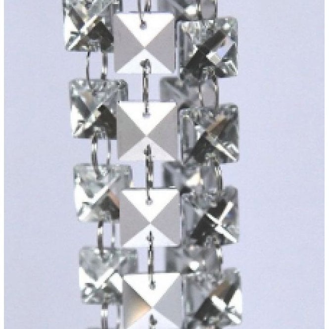 Glass Crystal Square Garland Strand Silver 14mm