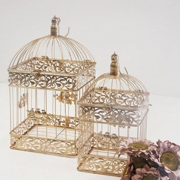 Gold Birdcage Square Set Of 2