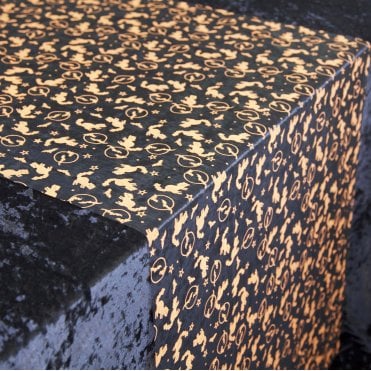 Halloween Organza Fabric Roll Black with Orange Cats 70cm x 10m