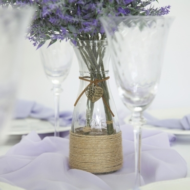 Hessian Vintage Vase With Mother Daughter Heart 20cm Height