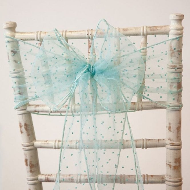 Kimmy Dot Organza Sash Tiffany Blue