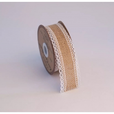 Lace Edge Hessian Ribbon 50mm x 5yds