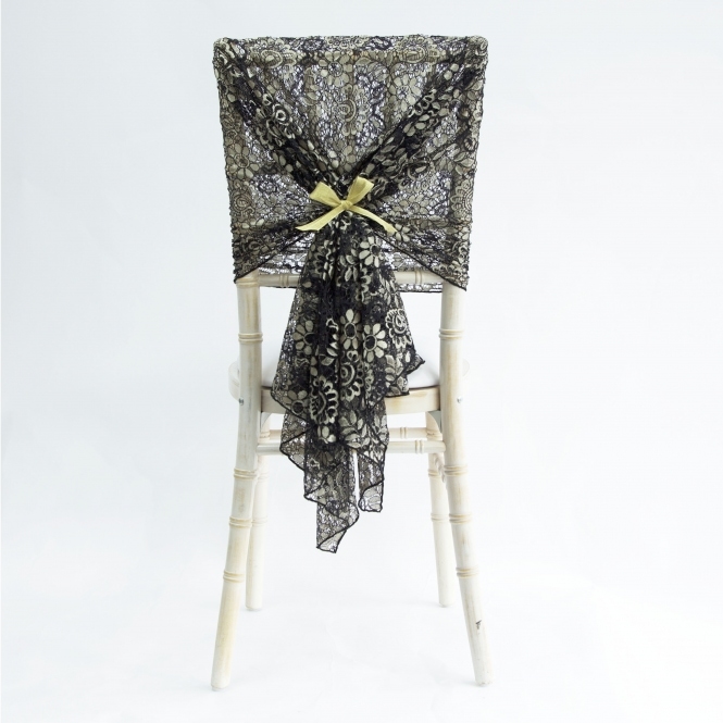 Lace Tiebacks/Hoods Black/Champagne