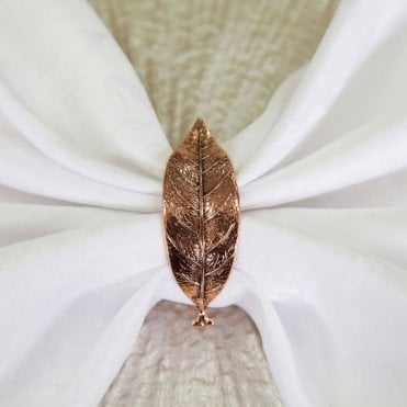 Leaf Napkin Rings Rose Gold Pack of 6