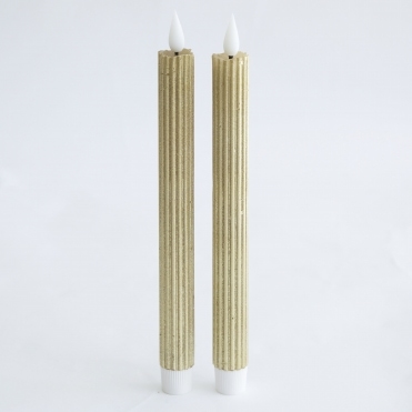 LED Pencil Candle Set of 2 Gold