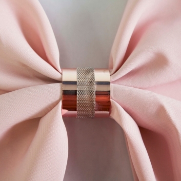 Metal Napkin Rings With Chain Band Rose Gold/Silver