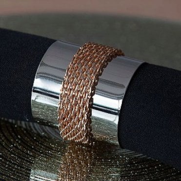 Metal Napkin Rings With Chain Band Silver/Gold