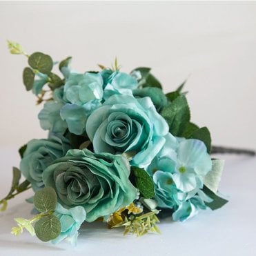 No.1 Vintage Bouquet Rose Flower Teal
