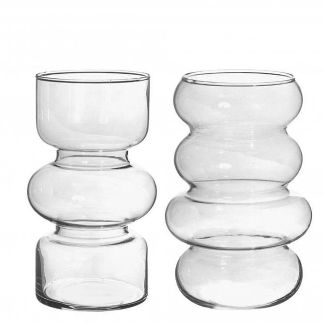 Nordic Bubble Vase Clear Set of 2 18cm
