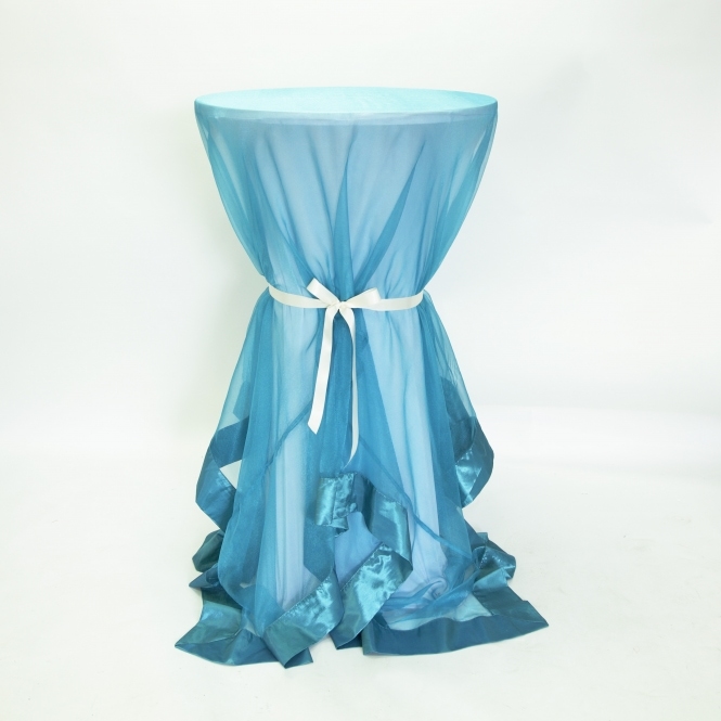 Organza Overlay With Taffeta Border Teal