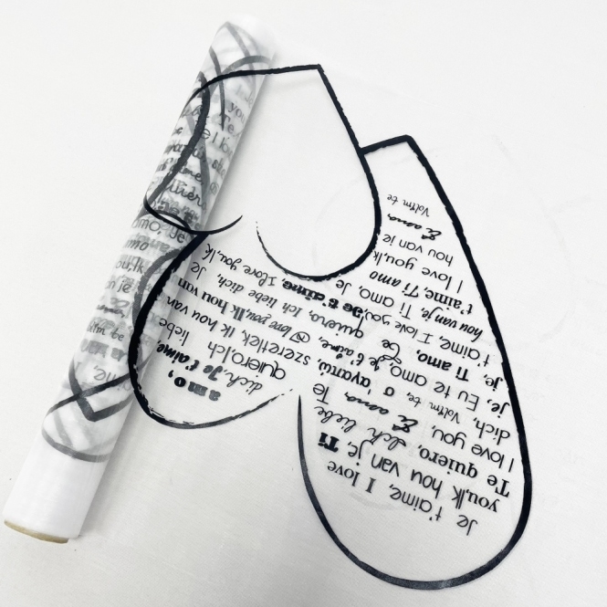 Organza Roll with Heart Love Message 30cm x 5m White/Black