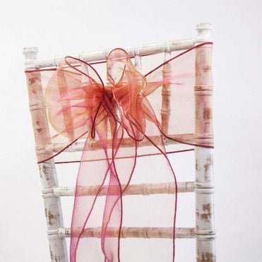 Organza Sash Burgundy/Gold 20 x 275 - Pack of 100