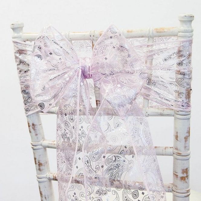 Organza Sash Lilac/Silver Metallic