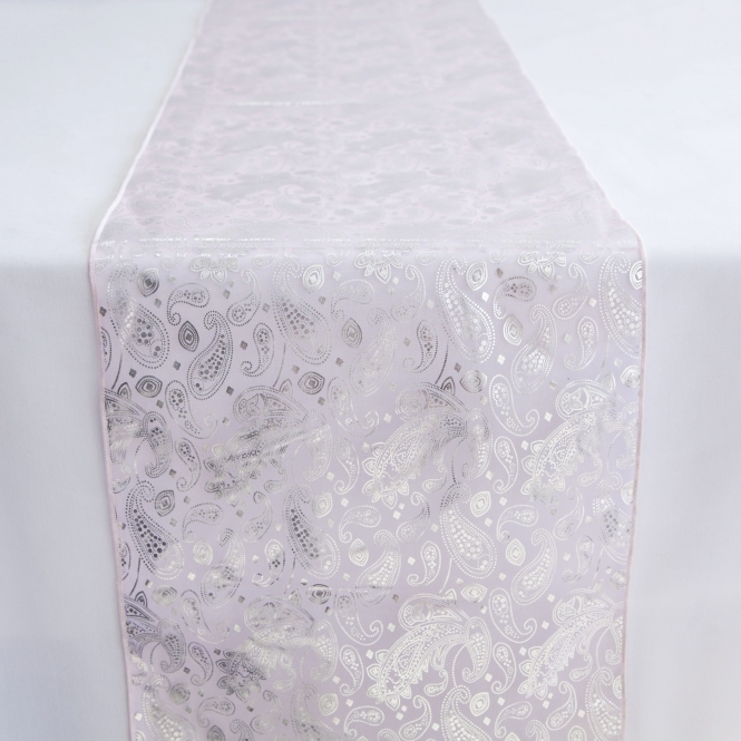 Organza Table Runner Lilac/Silver Metallic